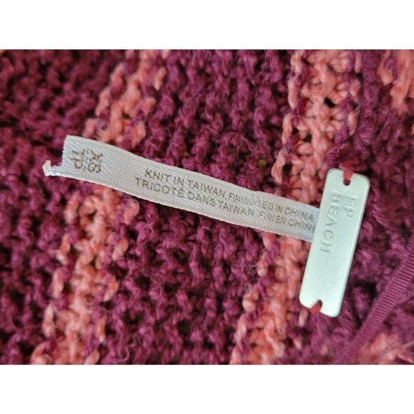 Free People Sz. XS Sweater Striped Cardigan Lightweight Big Button Pockets Long - Picture 10 of 16